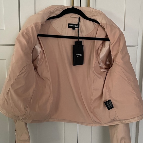 Lamarque Donna Leather Biker Jacket in Ballet Pink Size XL - Picture 15 of 16
